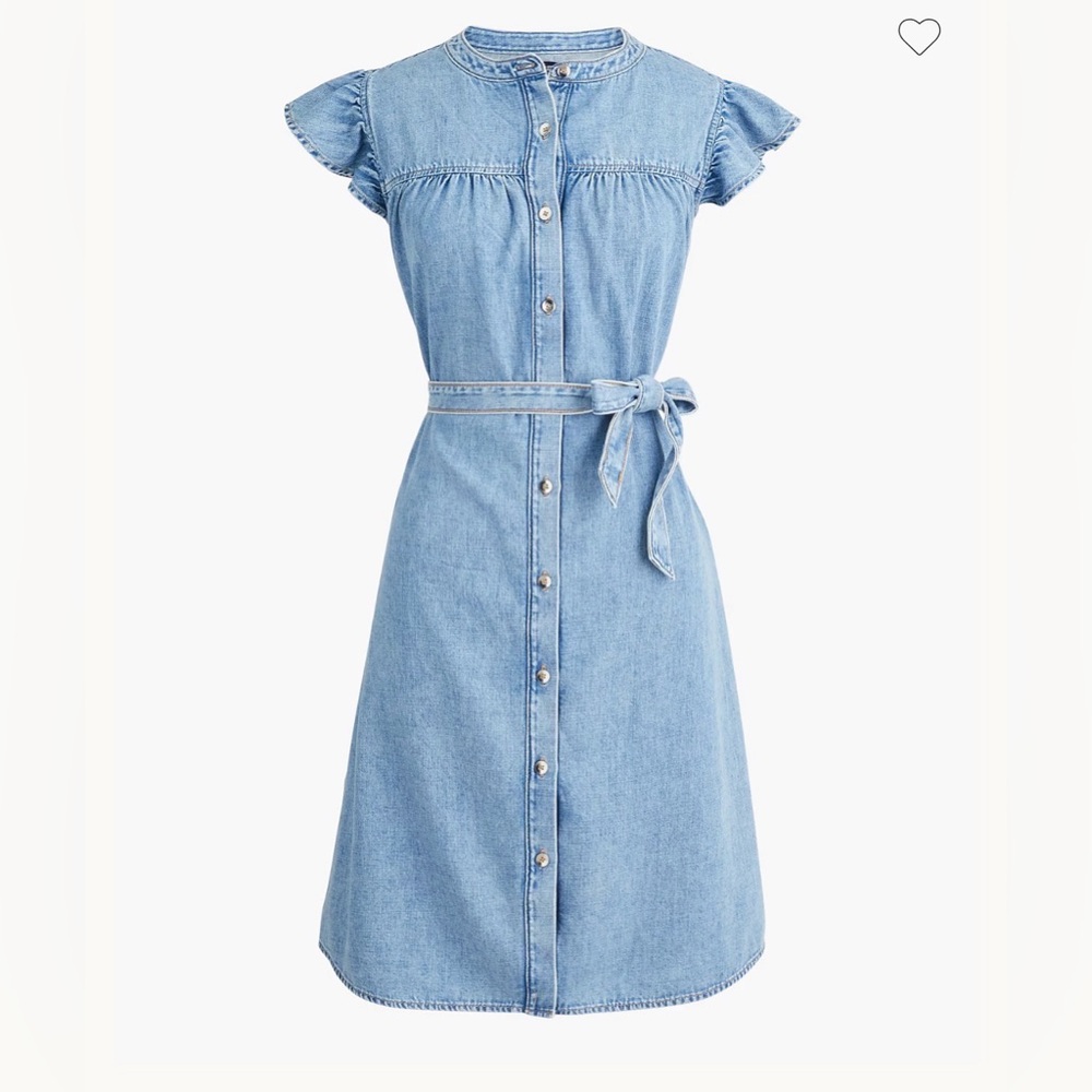 NWT J. Crew Ruffle Sleeve Button Up Mini Denim Dress - Picture 3 of 9